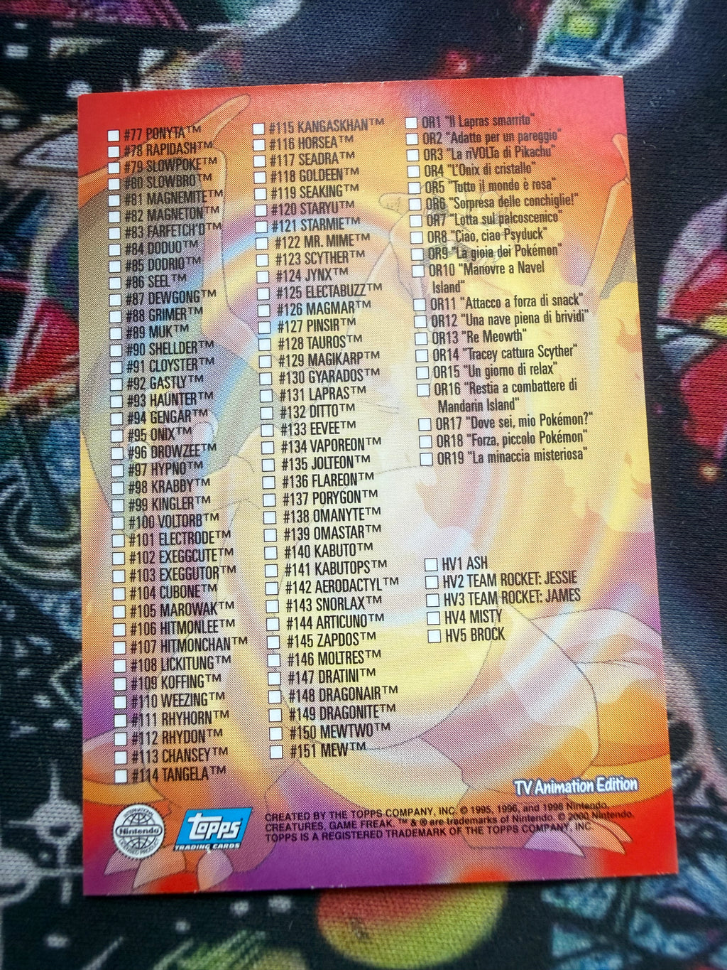 Tops Pokémon TV1 Ash Misty Brock No Holo