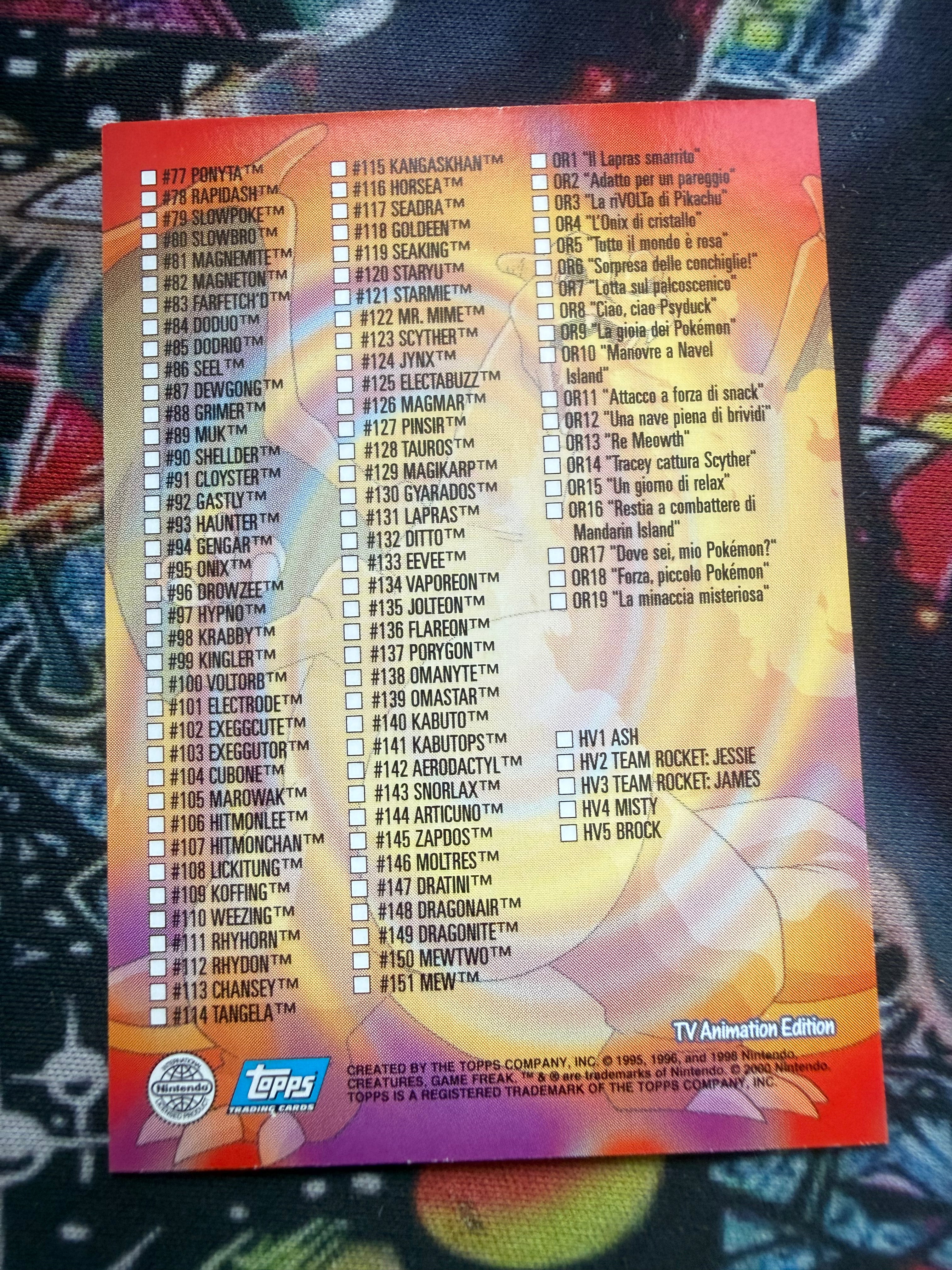 Tops Pokémon TV1 Ash Misty Brock No Holo