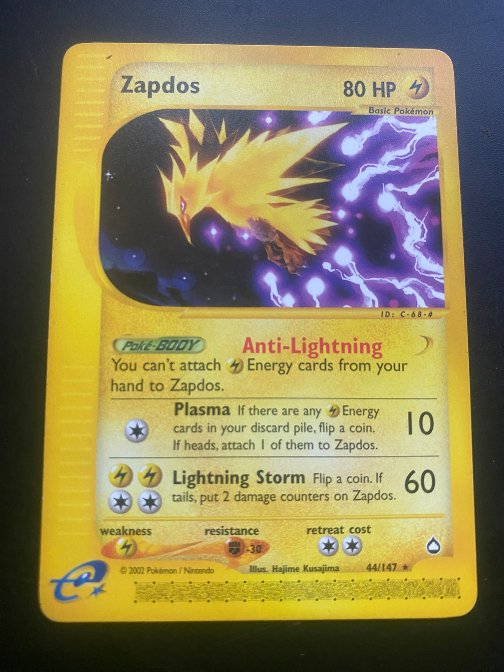 ZAPDOS NO HOLO ENG EX +